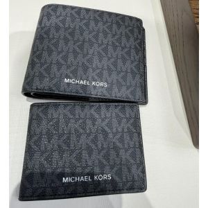 Michael Kors Blue Signature Cooper Billfold Wallet with Passcase
