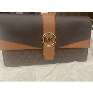 Michael Kors Brown Signature Greenwich Medium Flap Shoulder Bag