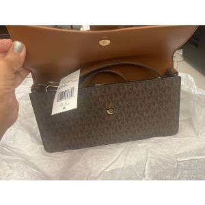 Michael Kors Brown Signature Greenwich Medium Flap Shoulder Bag