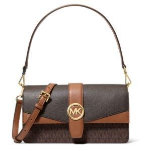 Michael Kors Brown Signature Greenwich Medium Flap Shoulder Bag