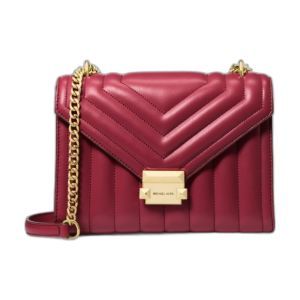 Michael Kors Cherry Quilted Leather Whitney Medium Chain Shoulder Bag