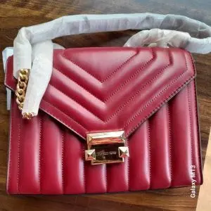 Michael Kors Cherry Quilted Leather Whitney Medium Chain Shoulder Bag