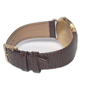 Omega 18K Solid Gold Dress Watch, Brown Lizard Strap
