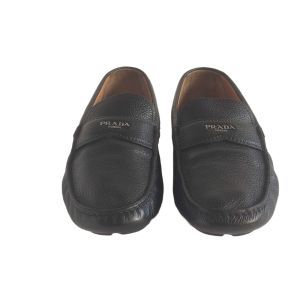 Prada Leather Logo Driving Loafer 2DD165 Black 