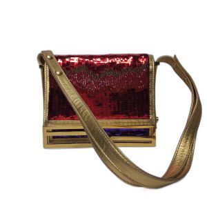 Red Sequin Beaded Evening Clutch