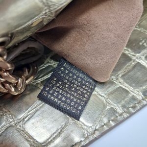 Roberto Cavalli Gold Croc-Embossed Flap Bag