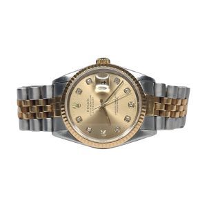 Rolex Datejust 36 Two-Tone Champagne Diamond Dial 16233 Jubilee
