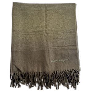 Salvatore Ferragamo Olive Check Cashmere-Blend Scarf