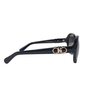 Salvatore Ferragamo Black Round Sunglasses, Gancini Hardware