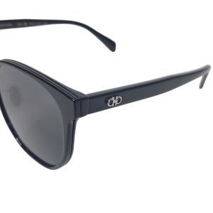 Salvatore Ferragamo SF2056SLBK Gancini Sunglasses, Black Rounded