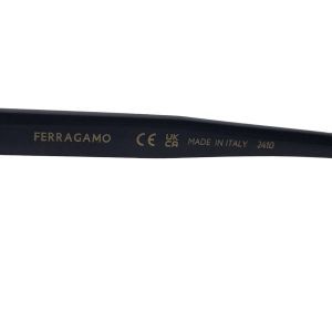 Salvatore Ferragamo SF2056SLBK Gancini Sunglasses, Black Rounded