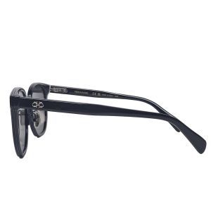 Salvatore Ferragamo SF2056SLBK Gancini Sunglasses, Black Rounded