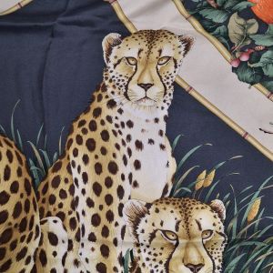 Salvatore Ferragamo Black Silk Floral Print Scarf