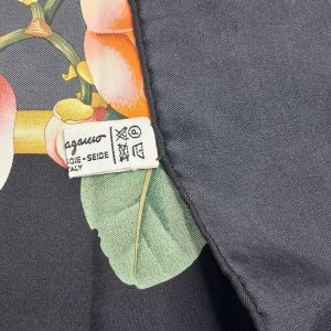 Salvatore Ferragamo Black Silk Floral Print Scarf