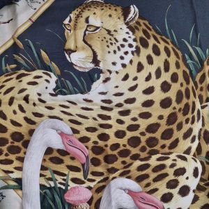 Salvatore Ferragamo Black Silk Floral Print Scarf