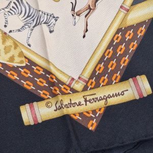 Salvatore Ferragamo Black Silk Floral Print Scarf