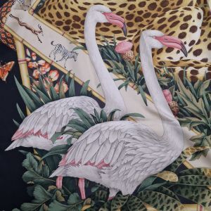 Salvatore Ferragamo Black Silk Floral Print Scarf