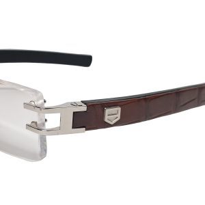 TAG Heuer L-Type Rimless Eyeglasses with Genuine Brown Python Leather Temples