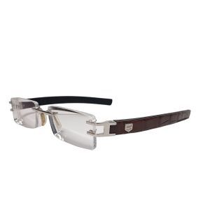TAG Heuer L-Type Rimless Eyeglasses with Genuine Brown Python Leather Temples