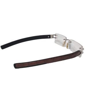 TAG Heuer L-Type Rimless Eyeglasses with Genuine Brown Python Leather Temples