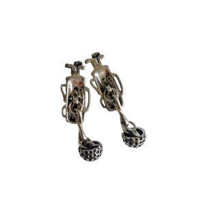 Tiffany & Co. 1990 Sterling Silver Golf Bag & Ball Clip Earrings