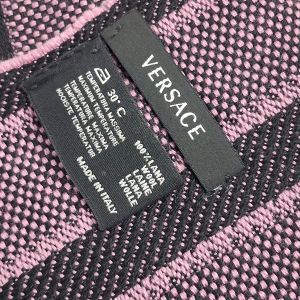 Versace Pink and Black Checked Wool-Blend Fringed Scarf
