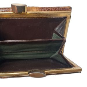 Vintage Crocodile-Skin Clasp Billfold Wallet
