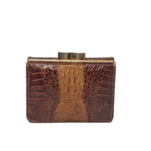 Vintage Crocodile-Skin Clasp Billfold Wallet