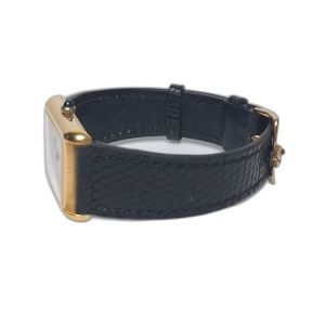 Vintage Must de Cartier Tank Gold-Electroplated Watch, Black Lizard Strap
