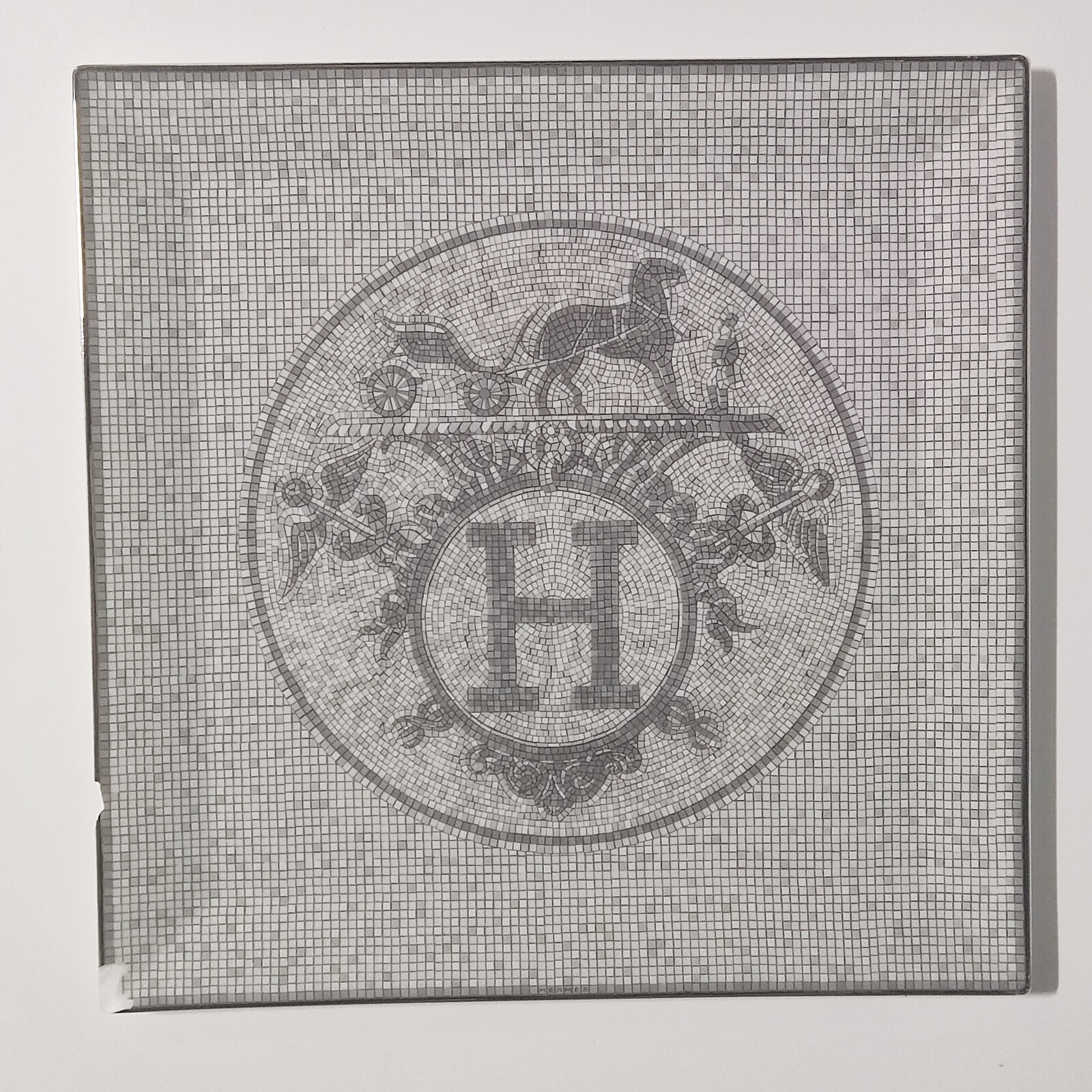 Hermes Mosaique au 24 Square Plate 23 x 23 cm Platinum Silver porcelain 