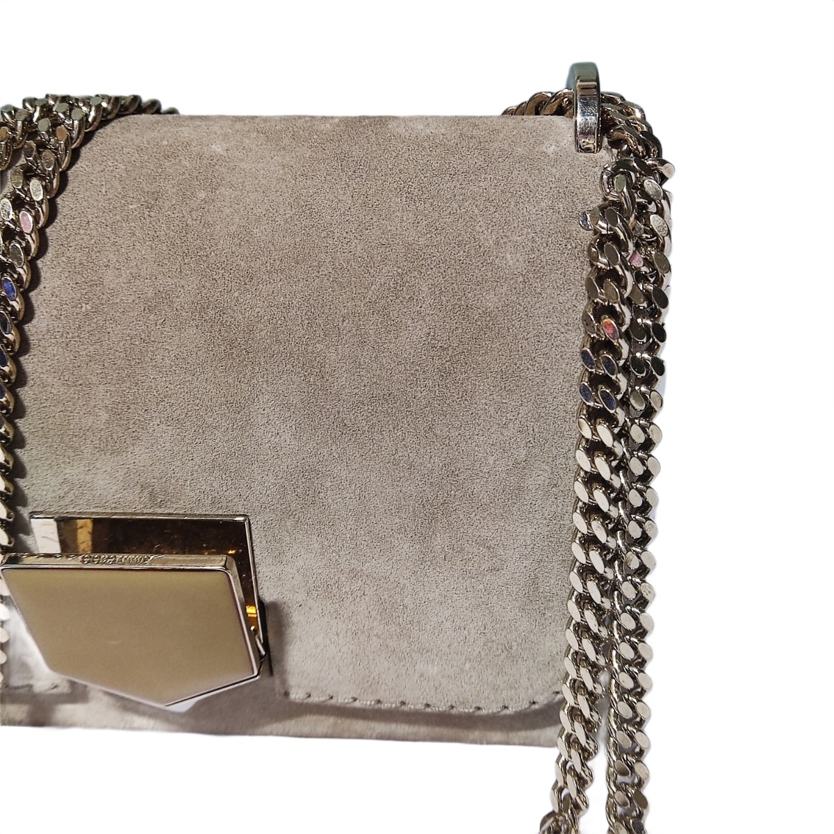 Jimmy Choo Beige Suede Leather Lockett City Shoulder Bag - Flip