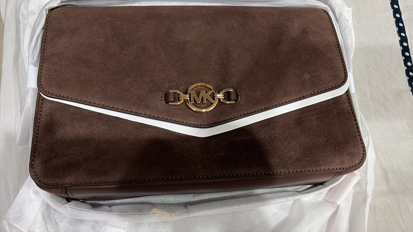 Michael Kors Nutmeg Suede Kacey Large Convertible Shoulder Bag