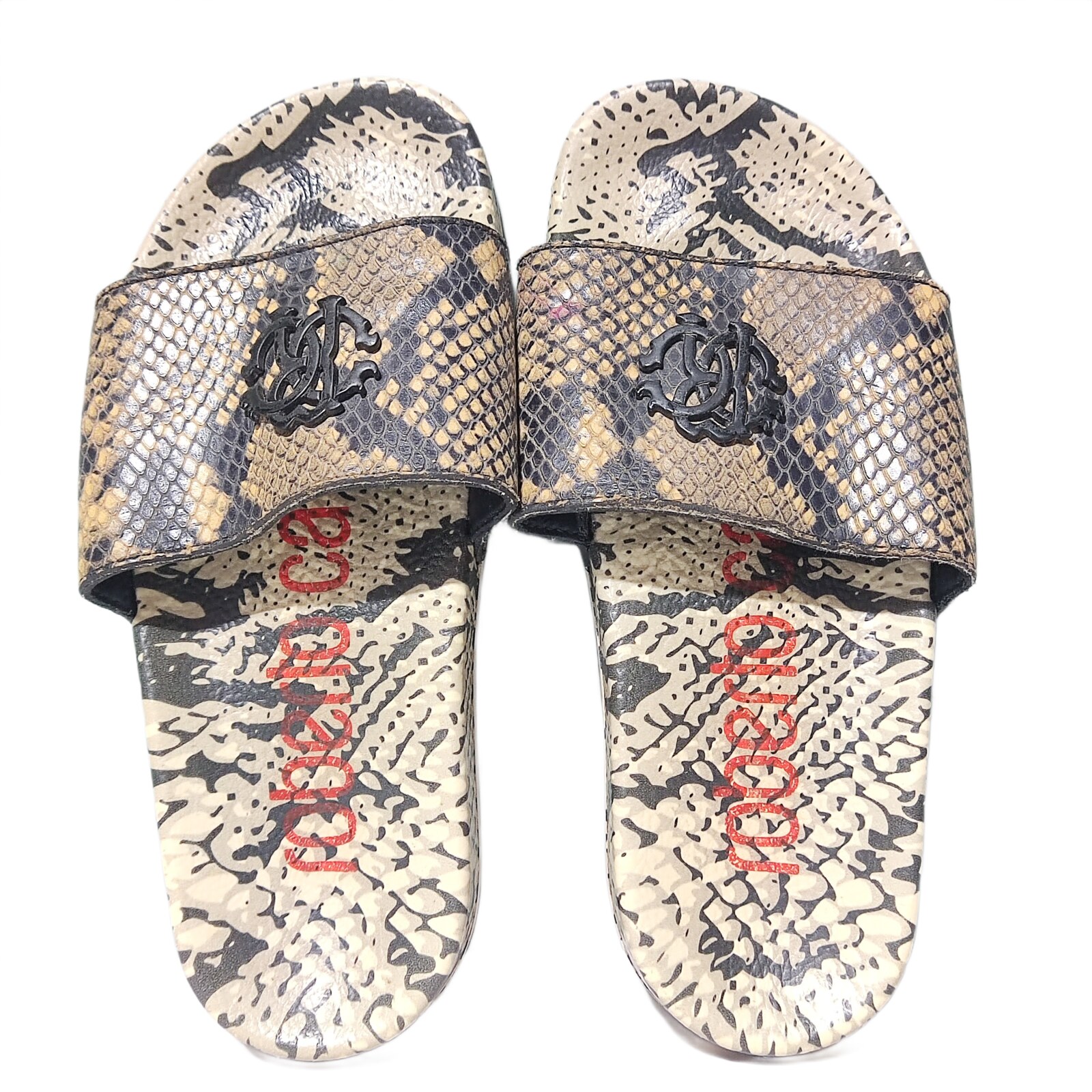 Roberto Cavalli Grey leather slippers