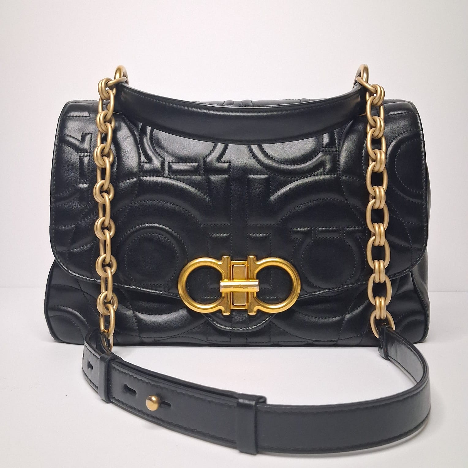 Salvatore Ferragamo Gancini Quilted Flap Bag