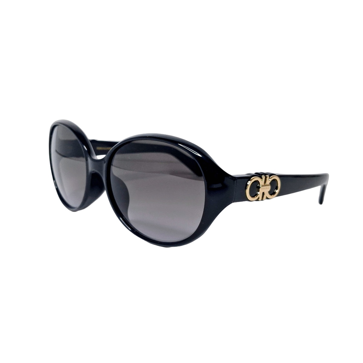 Salvatore Ferragamo Black Round Sunglasses, Gancini Hardware