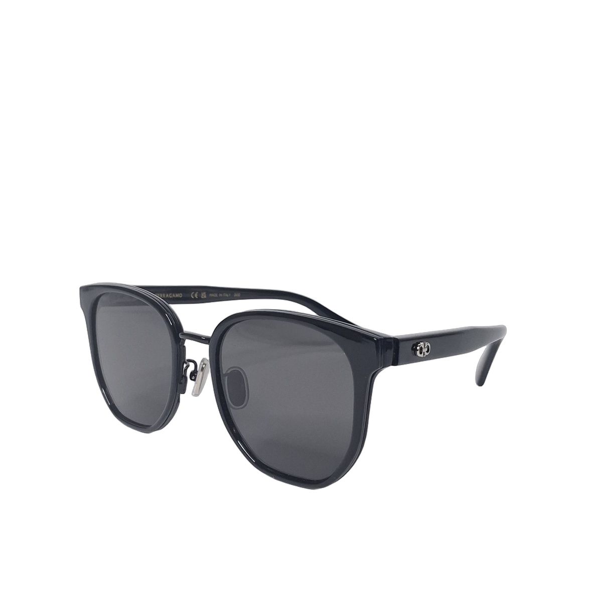 Salvatore Ferragamo SF2056SLBK Gancini Sunglasses, Black Rounded