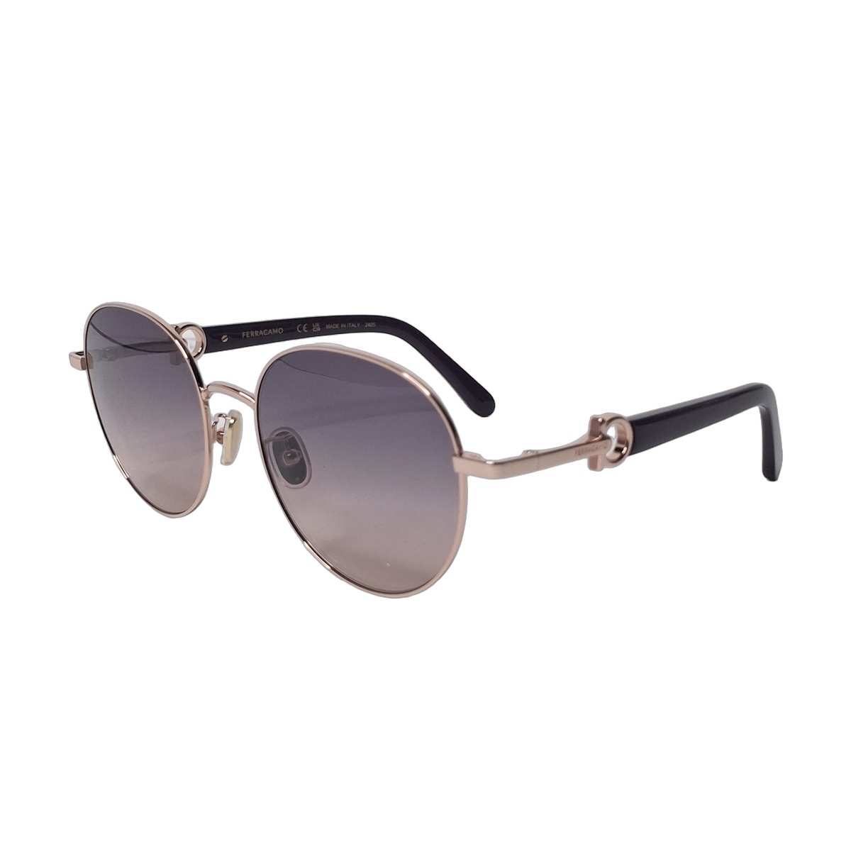 Salvatore Ferragamo SF315SLBK Rose Gold Round Sunglasses