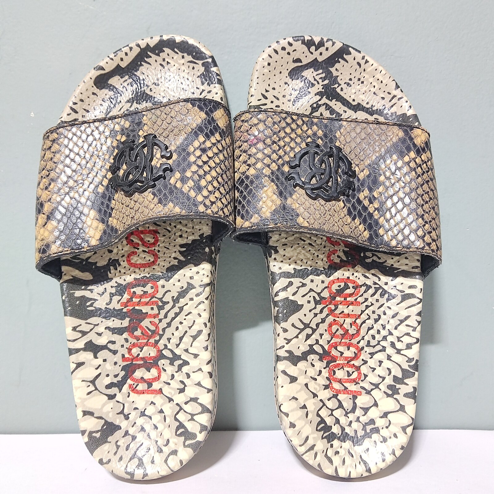 Roberto Cavalli Grey leather slippers