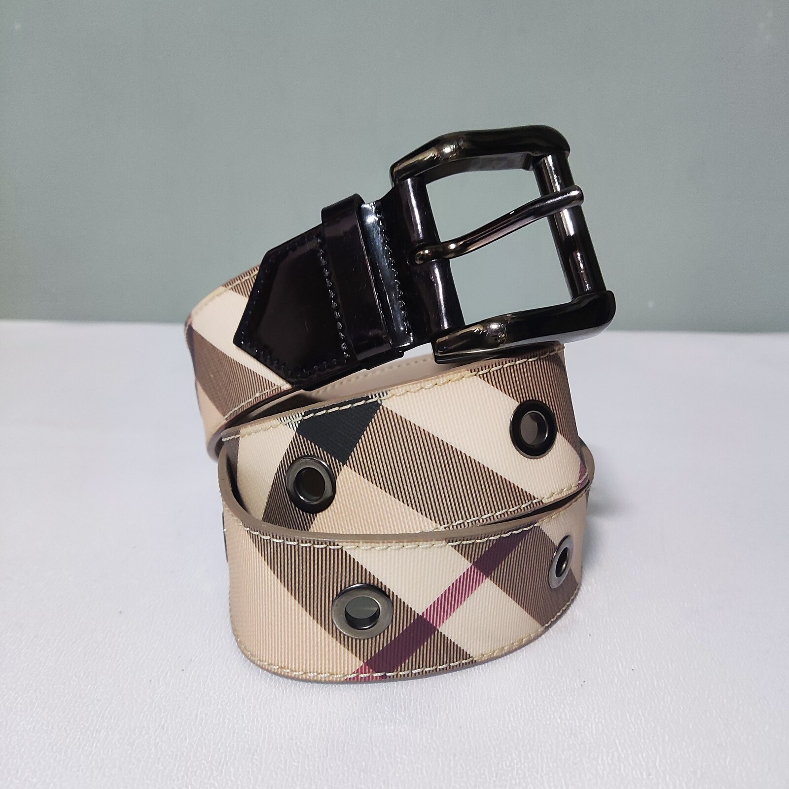 Burberry Canvas Patent Leather Belt