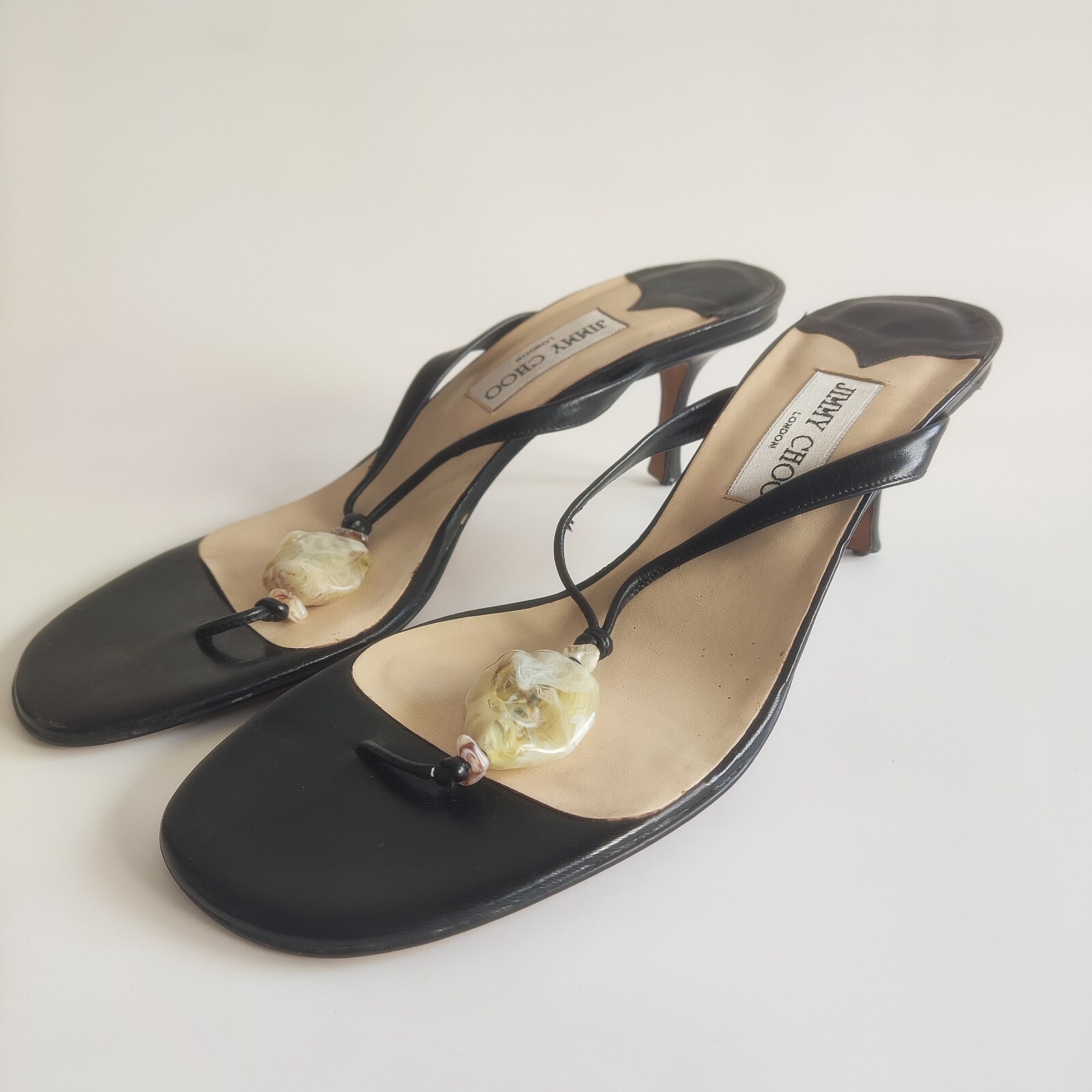 Jimmy Choo Black Glam Crystal Sleek  Heels