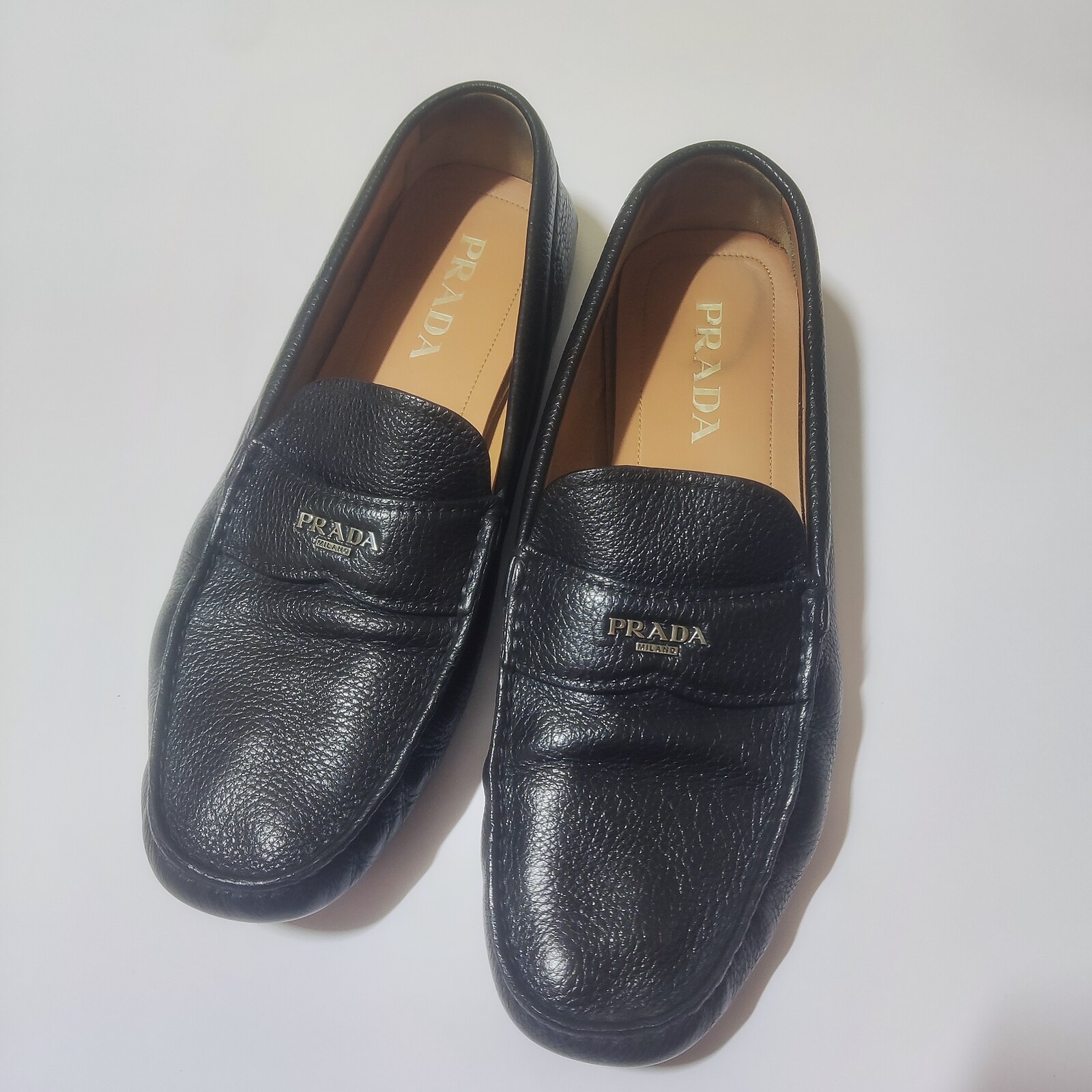 Prada Leather Logo Driving Loafer 2DD165 Black 