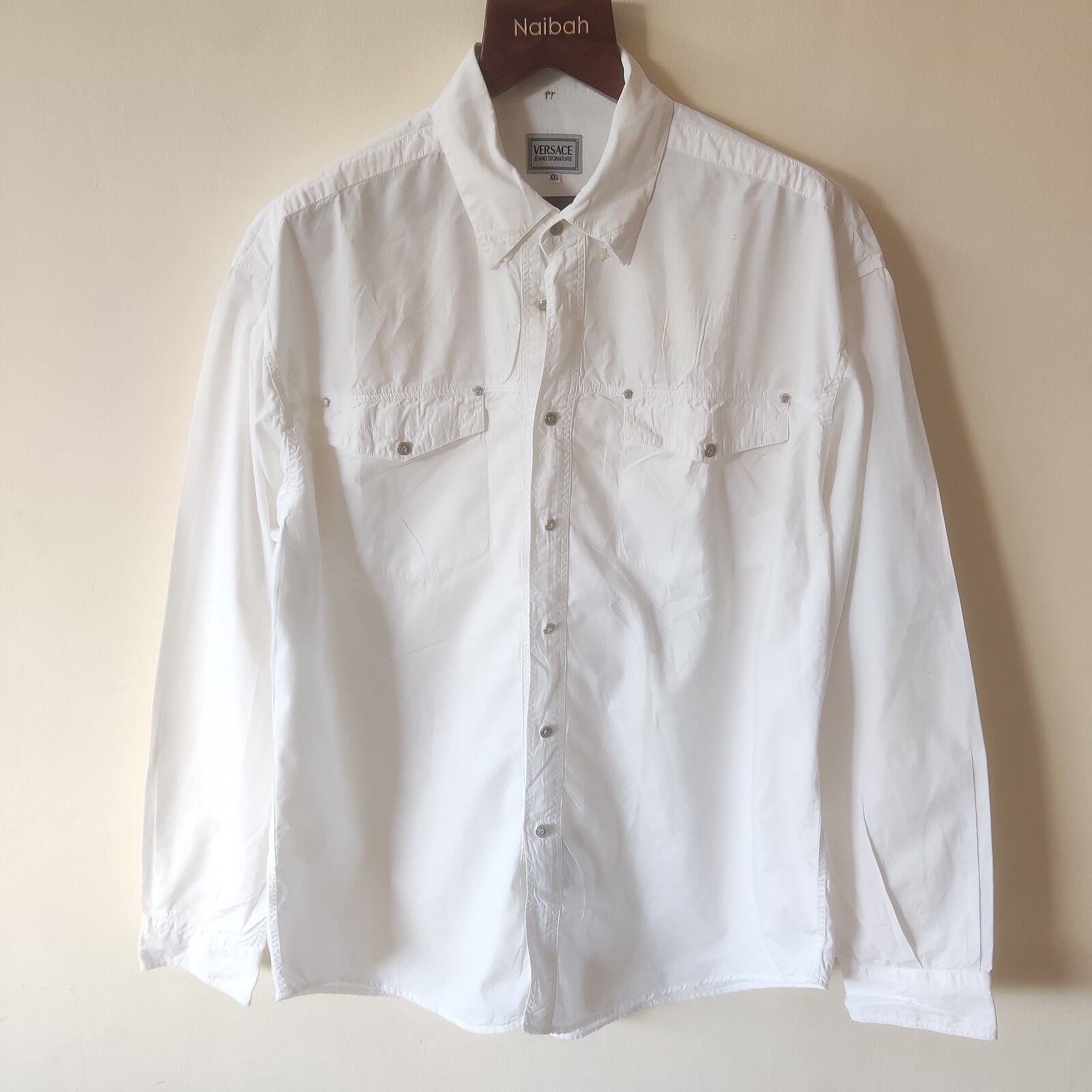 Versace Jeans Couture White Cotton XXL Long Sleeve Shirt